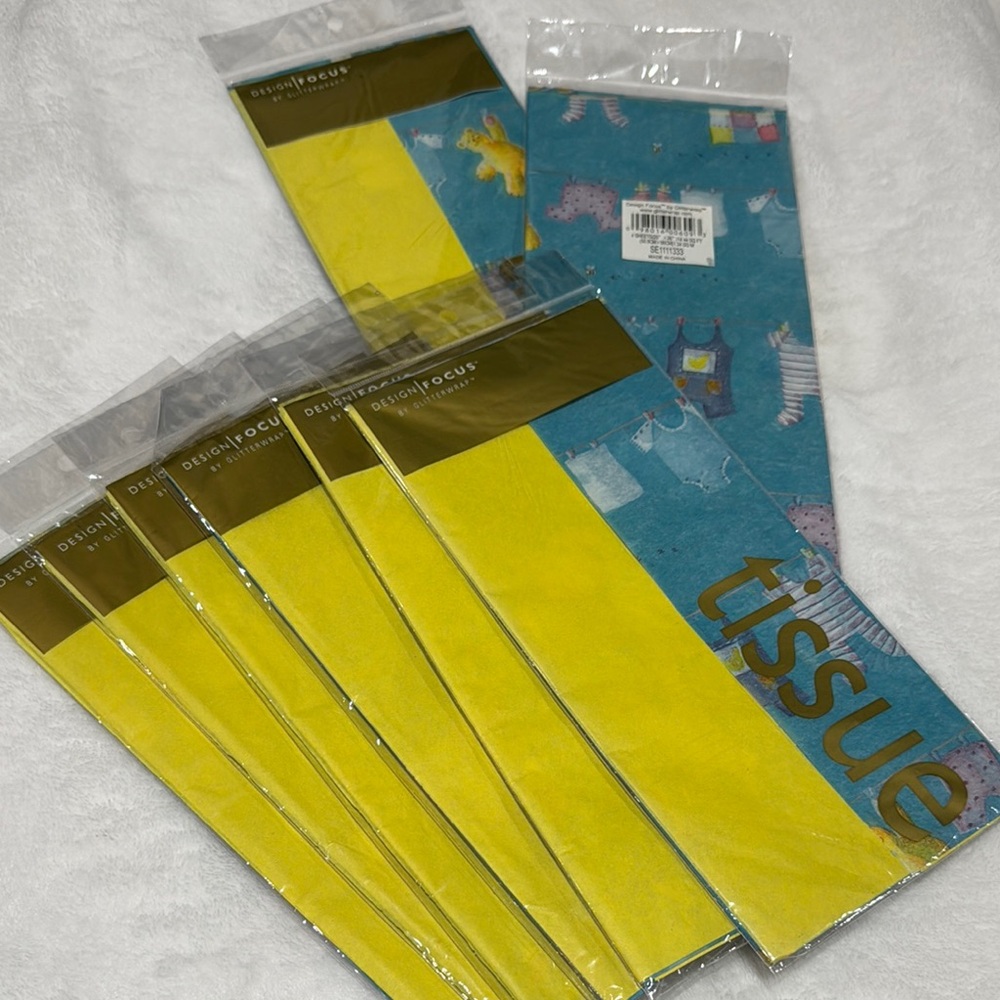 Design Focus Yellow and Blue Tissue Paper Set